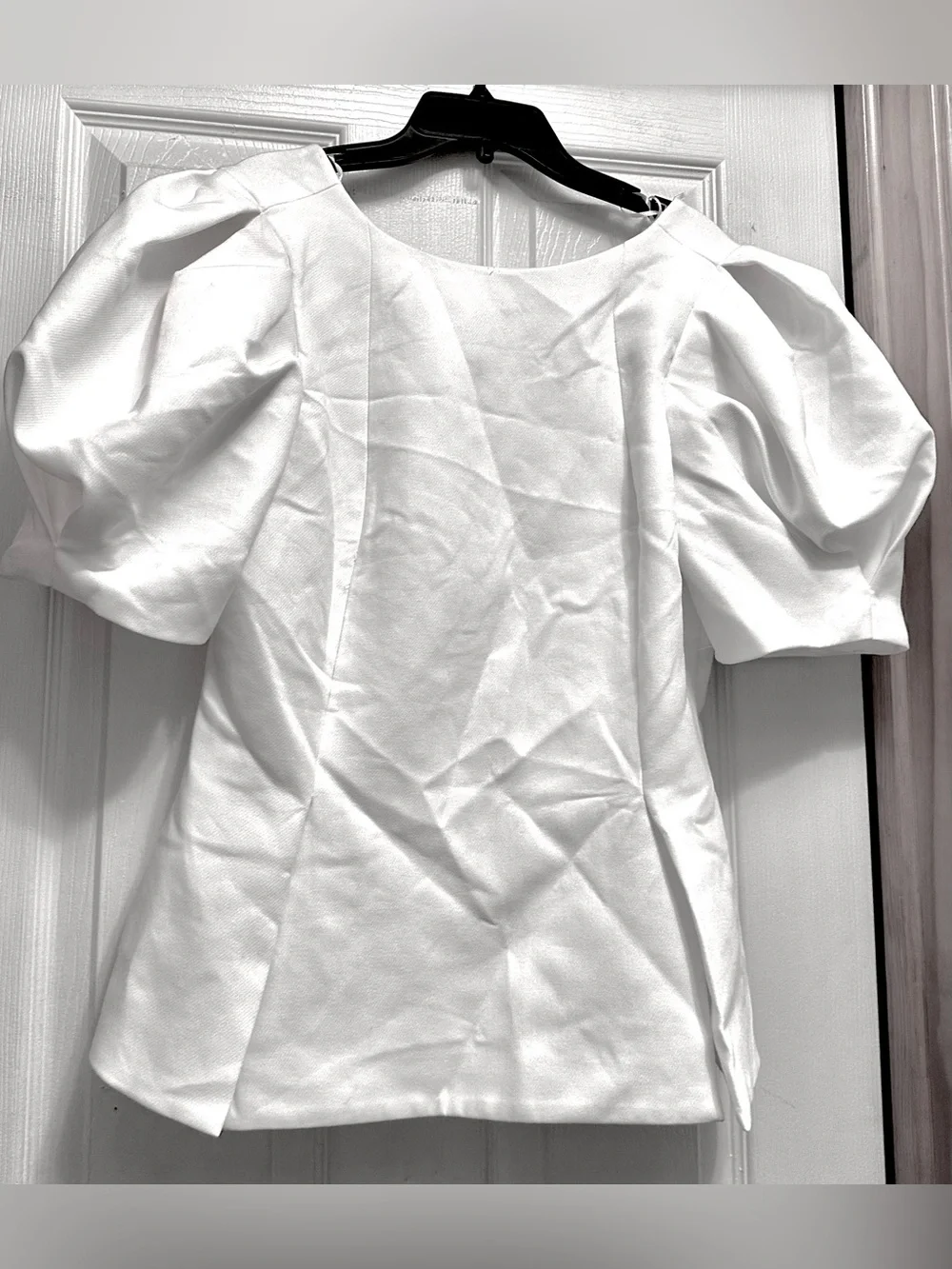 Zara White Puff-Sleeve Structured Top